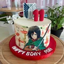 Attack on Titan Cake Ideas: 12 Epic Designs for Anime Birthdays 33 Mikasa Red Scarf Highlight Cake