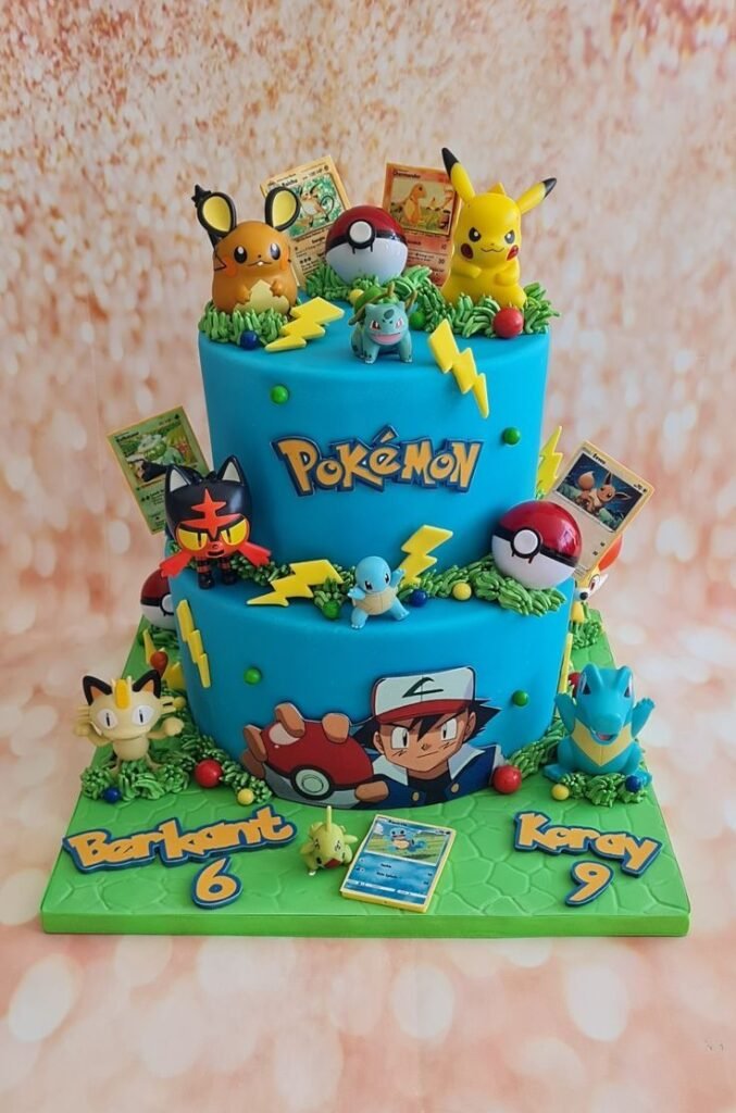 Pokémon Poké Ball battle badge anime cakes for boys with favorite trainer team toppers
