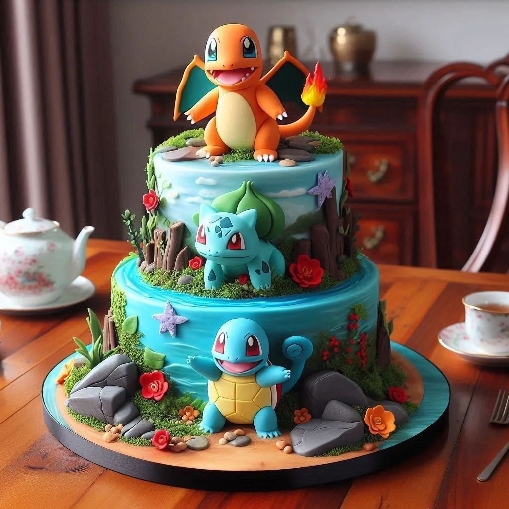 Pokémon Poké Ball battle badge anime cakes for boys with favorite trainer team toppers