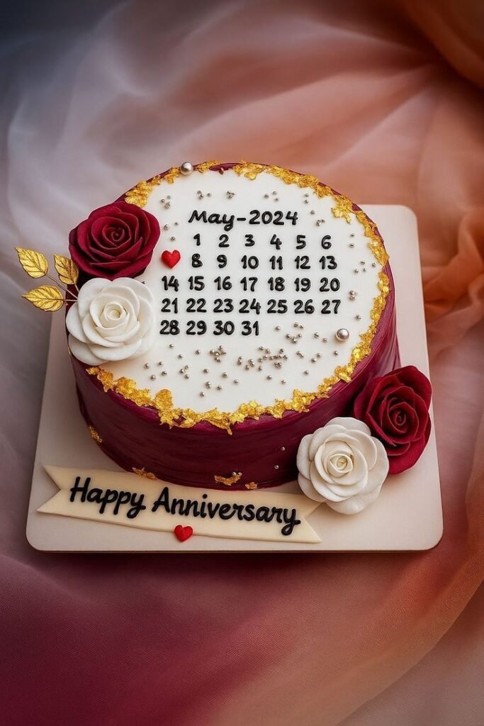 Floral Anniversary Date Cake