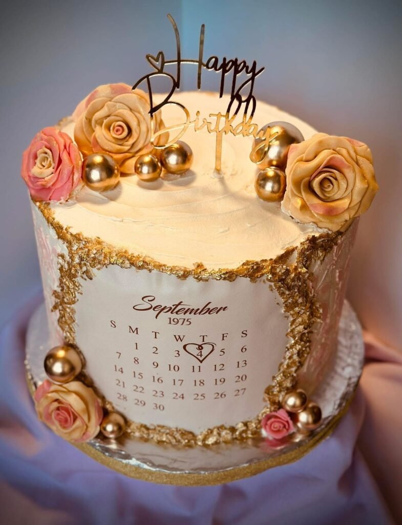 Floral Anniversary Date Cake
