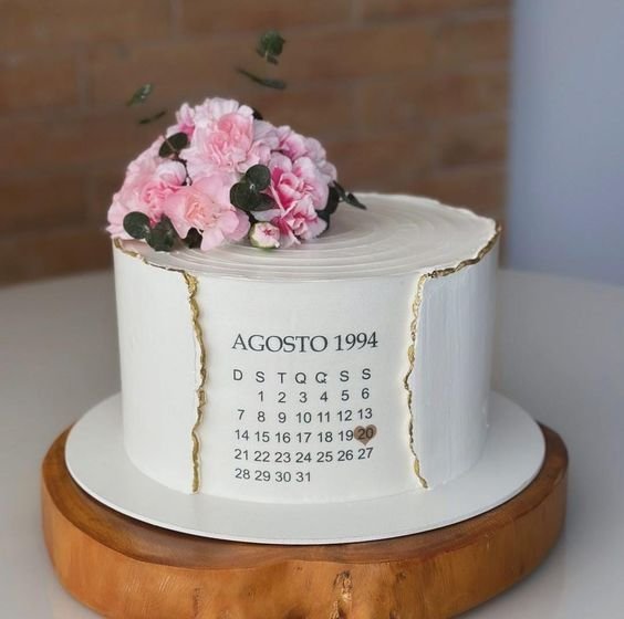 Minimalist Anniversary Date Cake Designs