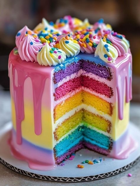 ombre rainbow Cake Design