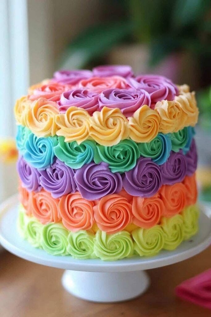 Swirl Rainbow Cake Design Idea