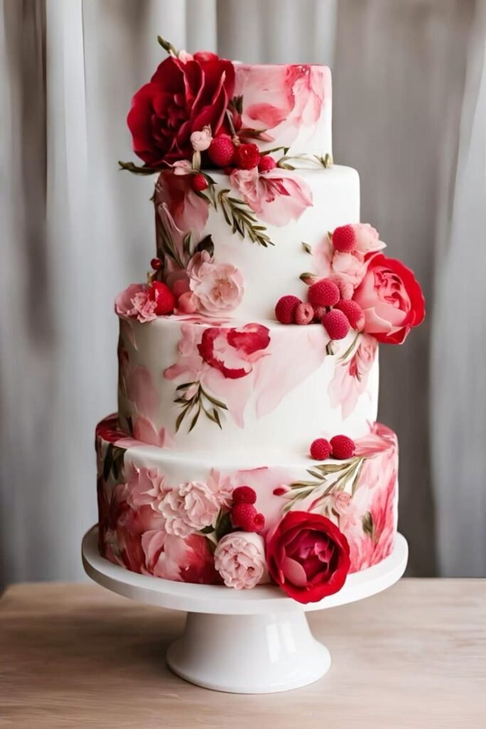 Red & Pink Anniversary Cake
