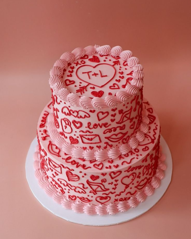 Red & Pink Anniversary Cake