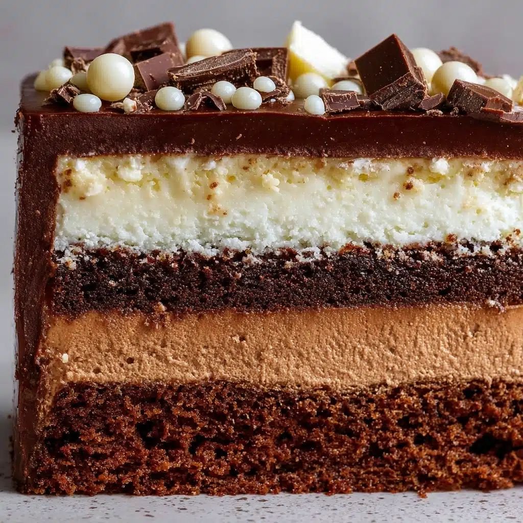 classic tuxedo cake slice showing layered chocolate textures