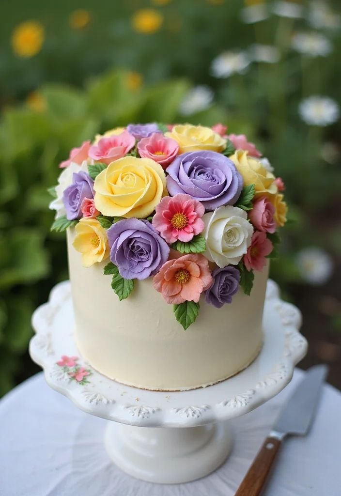 floral cake design for anniversary