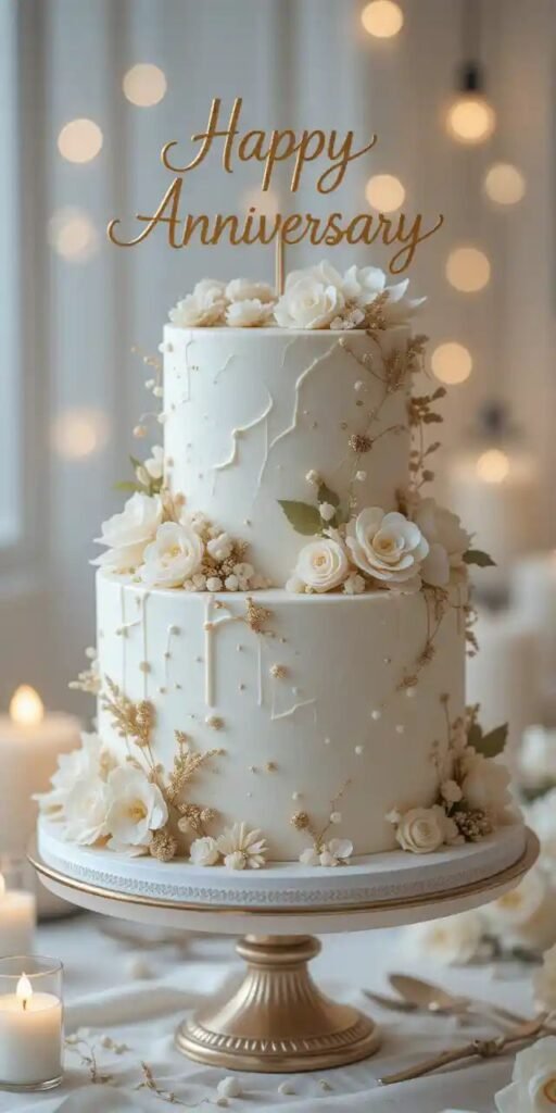 floral cake design for anniversary