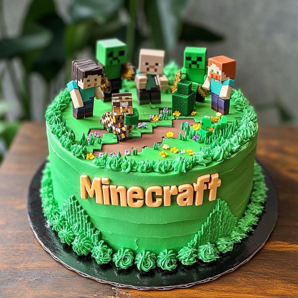 Cake Design for Boys Birthday Cake Ideas Parents Love 48 Classic grass block simple Minecraft cake design with green frosting top and chocolate dirt sides