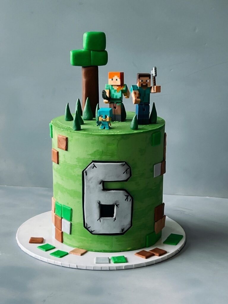 Cake Design for Boys Birthday Cake Ideas Parents Love 40 Red TNT simple Minecraft cake design cake with white TNT band and black block lettering.