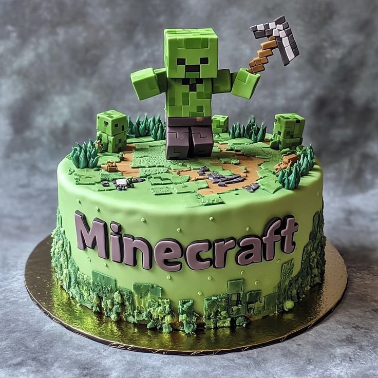 Cake Design for Boys Birthday Cake Ideas Parents Love 49 Classic grass block simple Minecraft cake design with green frosting top and chocolate dirt sides