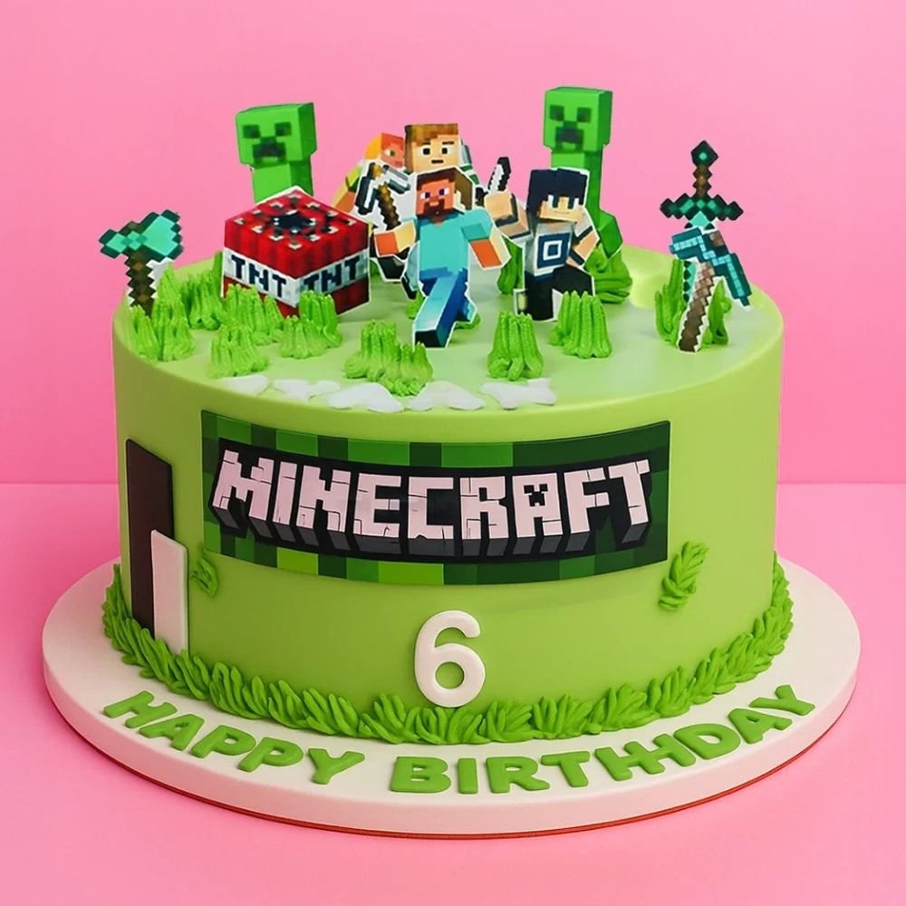 Cake Design for Boys Birthday Cake Ideas Parents Love 47 Classic grass block simple Minecraft cake design with green frosting top and chocolate dirt sides
