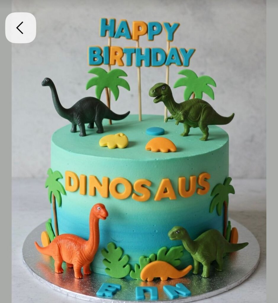 dinosaur cake design ideas showing playful cartoon dinosaur cake design