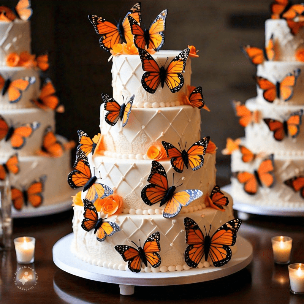 floral birthday cake with butterfly design theme
