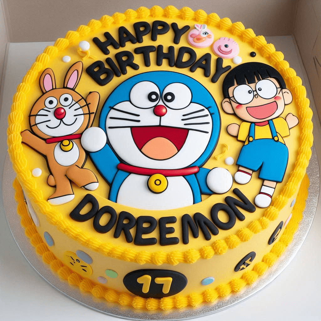 cartoon birthday cake design for boys with Doraemon theme